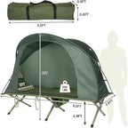 Tangkula 4-in-1 Camping Cot Tent Set, Foldable Off Ground Elevated Tent for 1 Person, Portable with Waterproof External Cover, Air Mattress & Carrying Bag, Ideal for Outdoor Hiking, Camping