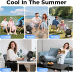 30000mAh Portable Camping Fan with RGB Lantern, Rechargeable Battery Powered Oscillating with 4 Wind Speeds LED Display, Remote Control Timer Tent Beach Cordless USB Fans for Travel Home Outdoor