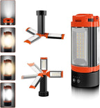 Rechargeable Camping Light with Hook and Magnet Design, 9000mAh Cordless Work Light with 3 LED Lamp Heads, 2200 Lumens Camping Essentials Gear Emergency Flashlight(NO Tripod)