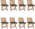 Folding Patio Chairs with Cushions 8 pcs,Portable Camping Chair,Outdoor Lounge Chair,Bistro Table and Chairs outdoor,Garden Chair,Outdoor Dining Chairs,Features 2 Sets of Ropes, Solid Teak Wood