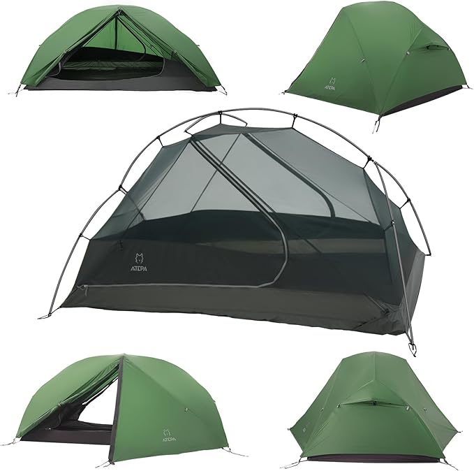 ATEPA Voyage 1-2 Person Backpacking Tent, 4 Season Ultralight Camping Tent, 4000mm Waterproof Double Layer Cold Wearther Easy Set Up Tent for Family Camp Hiking Hunting Outdoor Mountaineering Travel