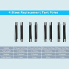 Gorich Beach Tent Poles for 3-8 Person Beach Tent for Replacement