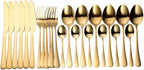 Flatware Sets Gold Cutlery Set Stainless Steel Forks Spoons Knifes Full Tableware Utensils Reusable Tableware Sets Dinnerware Set Eco Friendly Stainless Steel