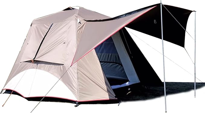 Automatic Pop Up Ultralight Dome Tents, 4 Seasons & Windproof Family Camping Tent with Removable Outer Tarpaulin, Double Layers(Brown)