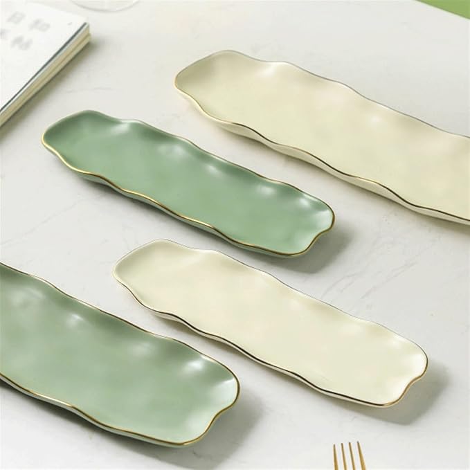 Camping Plates Pure Color Ceramic Rectangular Plate Home Kitchen Irregular Plate Sushi Plate Dessert Pastry Plate Tableware Decorative Plate(B,Medium)
