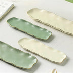 Camping Plates Pure Color Ceramic Rectangular Plate Home Kitchen Irregular Plate Sushi Plate Dessert Pastry Plate Tableware Decorative Plate(A,Large)