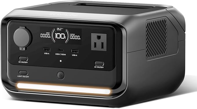EF ECOFLOW Portable Power Station RIVER 3 Plus, 286Wh/12800mAh LiFePO4 Battery, 3 Up to 1200W AC Outlets, <10 MS UPS, Expandable to 858Wh, <30 dB Quiet, 1Hr Fast Charging Generator for Outdoor Camping
