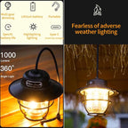 LED Rechargeable Outdoor Camping Light, Mini Portable Tent Emergency Light， New Horse Lamp 4-Speed Mode White and Warm Light, Amber and Warm White Light.