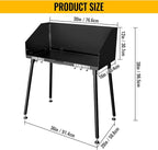 30 x 16 Inch Carbon Steel Dutch Oven Camp Cooking Table with Three-Sided Windscreen and Four Legs for Grill Travel, Outdoor Picnic, Beach, BBQ, Backyards