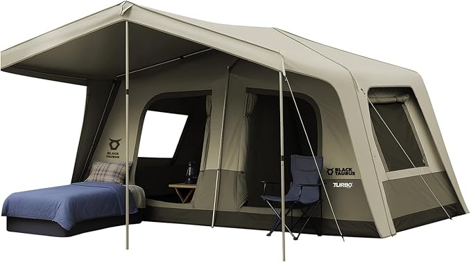 Turbo Heavy-Duty Camping Tent – Quick-Setup 4-Season Family Tent with Waterproof 150D Shell & Instant Frame – Choose Capacity (HD 300/HD 450) & Color