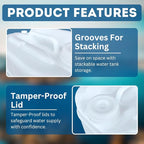 5-Gallon Stackable Water Storage Containers, 5 Gallon Tanks w/8 Lids + 2 Spigots, Easy Fill, Survial Supply Emergency Water Storage for Camping and Disaster Preparedness, RV, 6 Tank, (30 Gallon)