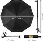 UPF 50+ Beach Umbrella with Adjustable Universal Clamp