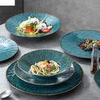 Camping Plates Ceramic Dinner Plate Fruit Salad Bowls Sushi Dishes Vegetable Plate Cooking Dish Restaurant Round Tableware Snacks Desserts Tray Decorative Plate