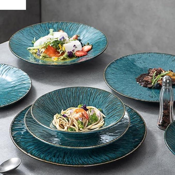 Camping Plates Ceramic Dinner Plate Fruit Salad Bowls Sushi Dishes Vegetable Plate Cooking Dish Restaurant Round Tableware Snacks Desserts Tray Decorative Plate
