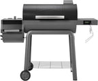 30-Inch Heavy-Duty Charcoal Grill with Digital Temperature Control & 2 Meat Probes, Outdoor BBQ Grill with Offset Smoker, 815 Sq. In. Cooking Space for Backyard BBQ, Black & Grey