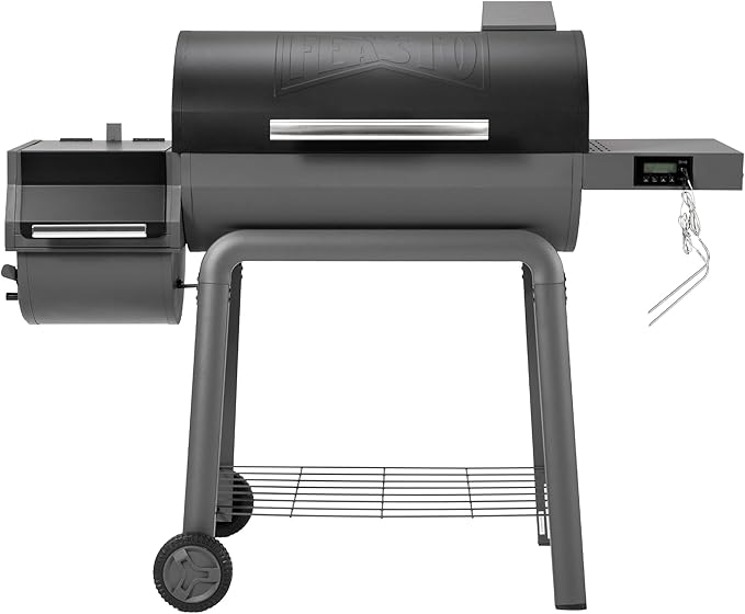 30-Inch Heavy-Duty Charcoal Grill with Digital Temperature Control & 2 Meat Probes, Outdoor BBQ Grill with Offset Smoker, 815 Sq. In. Cooking Space for Backyard BBQ, Black & Grey