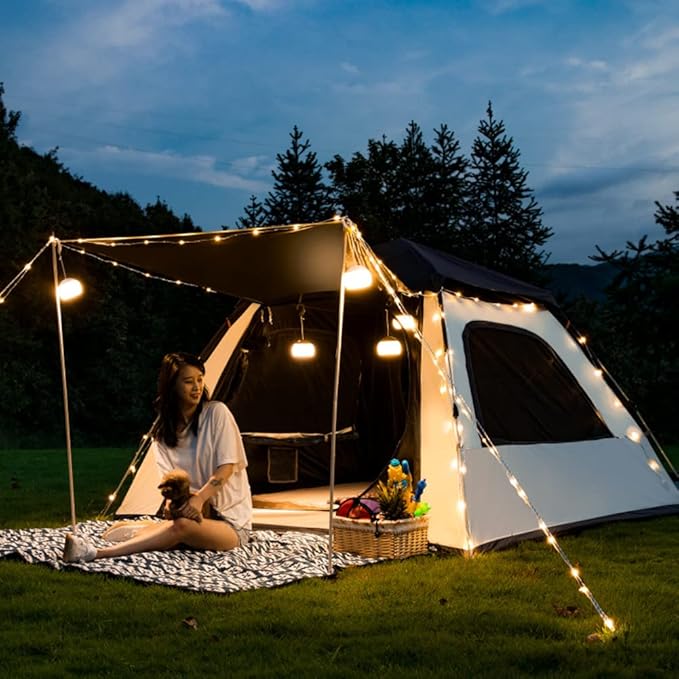 Camping Pop Up Tent for 3-4 Person, Waterproof Family Tent with Top Rainfly Instant Cabin Tent for Camping, Backpacking, Hiking Outdoor Music Festival