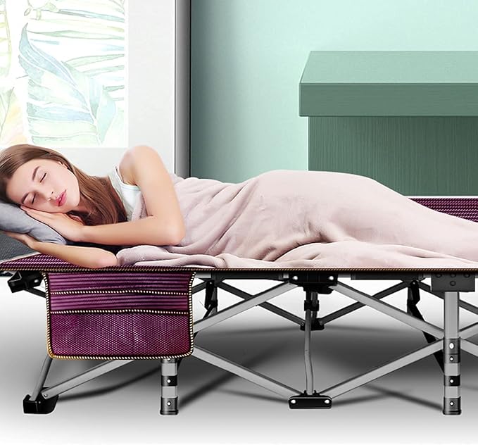 NAIZEA Folding Camping Cots for Adults, Folding Cot with Mattress, Camping Foldable Bed, Portable Military Cot, Double Layer Oxford Strong Heavy Duty Sleeping Cots w/Carry Bag for Camp Office Trave