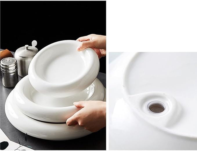 Camping Plates Dinner Plate Household Ceramic Chinese Style White Creative Cold Dish Hotel Restaurant Tableware Decorative Plate(Small)