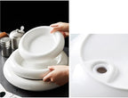 Camping Plates Dinner Plate Household Ceramic Chinese Style White Creative Cold Dish Hotel Restaurant Tableware Decorative Plate(Small)