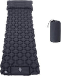 Sleeping Pad, 40D Nylon Camping Mat with Pillow, Built-in Foot Pump Inflatable Sleeping Mat Compact, Portable Waterproof Air Mattress for Outdoor Camping Hiking Backpacking, Single (Gray)