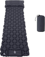 Sleeping Pad, 40D Nylon Camping Mat with Pillow, Built-in Foot Pump Inflatable Sleeping Mat Compact, Portable Waterproof Air Mattress for Outdoor Camping Hiking Backpacking, Single (Gray)