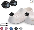 RAHAN Rechargeable Headlights for Clog, 2pcs Flashlight Clog Charm Attachment Accessories for Shoe with 3 Light Modes for Dog Walking, Camping, Running, Suitable for Adults Kids Boys Girls Men Women