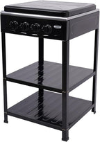 LPG/NG Gas Stove 4 Burner, Portable Natural Gas Stove Outdoor Camping BBQ Stove Gas Cooker with 2 Tier Storage Rack, for RV, Apartment, Outdoor Cooking (Black, 4-Burner)