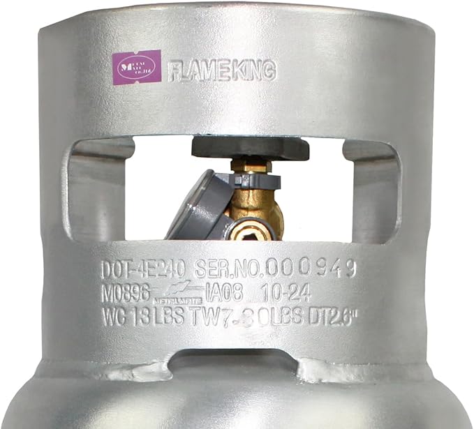 Flame King 5LB Aluminum Propane Tank with Gauge & OPD Valve, Corrosion-Resistant and Rust-Free, Lightweight, Great for Marine Applications, Grills and BBQs, Camping, Fishing, & Outdoor Activities