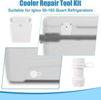 Cooler Repair Kit for Igloo 50-165 Quart Ice Chest, Drain Plug Latch Posts Screws Replacement Parts Set Cooler Accessories for Repair and Maintenance