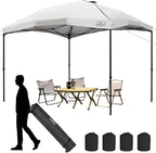 KAMPKEEPER 12x12 Pop Up Canopy Tent,Heavy Duty Outdoor Sun Shade for Events,Camping,Parties - Polygonal Patio Gazebo with Wheeled Bag,4 sandbags(White)