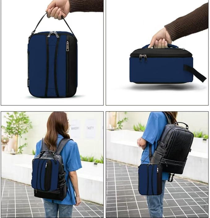 BEIMILY Lunch Box for Men Women Adults,Small Insulated Lunch Bag, Portable Refrigerated Lunch Box,Soft Insulated Tote Bag for Office Work Picnic with Comfort Handle and Removable Hand Strap(Dark Blue)