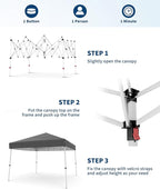 Canopy Tent, GarveeLife 10X10 FT Pop Up Canopy Outdoor Instant Tent Slant Legs with Carrying Bag, Portable Gazebo Shelter for Patio Deck Garden Beach - 8X8 FT Canopy Cover (Gray)