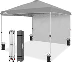 EAGLE PEAK Commercial Canopy 10x10 Pop Up Canopy Tent with 1 Sidewall, Easy Setup Heavy Duty Instant Event Shelter for Vendors & Markets, Outdoor Sun Shade, Light Gray