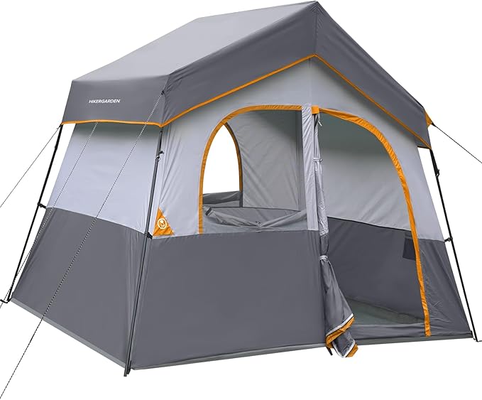 HIKERGARDEN 6-8 Person Camping Tent - Portable Family Cabin Tent for Camp, Windproof Fabric Camp Tent Outdoor for Hiking, Backpacking, Traveling