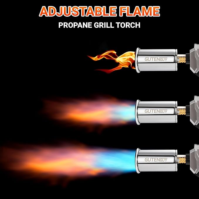 Powerful Propane Grill Torch Gun, Sous Vide Torch With Adjustable Flame, Flamethrower Gun Charcoal Lighter for BBQ, Campfire, Searing Steak, Cooking (Tank Not Included)