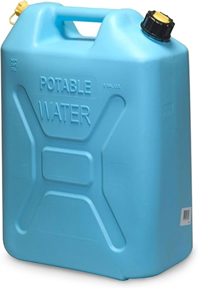 Scepter Portable Plastic Military Style Food Grade 5 Gal Water Jug Container with Reversible Spout for Camping & Emergency Storage, Blue