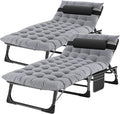 ABORON 5 Positions Camping Cots for Adults,Outdoor Folding Sleeping Cot/Mat,Folding Chaise Lounge Chair with Pillow,Portable Reclining Chair for Beach Lawn Camping Pool,Sunbathing Chairs