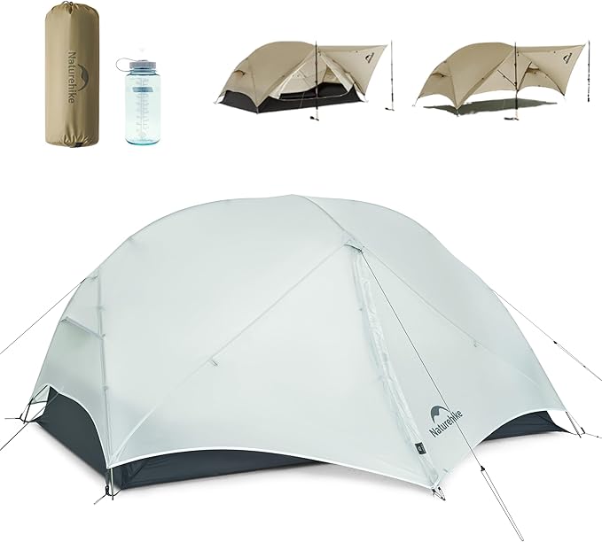 Naturehike Mongar UL Tent [2025 Upgrade] - 1-2 Person Ultralight 3 Season Camping Tent, Waterproof One Person Two Person Backpacking Tent for Hiking, Cycling, Easy Setup
