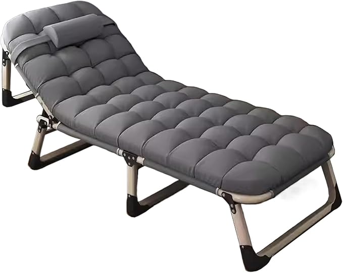 Portable Bed for Adults with Mattress Sleeping Cots for Adults Portable Folding Bed Cot Lounge Chair for Beach Lawn Camping Pool Sun Tanning(194 * 75 * 27cm)