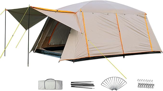 Camping Tent Family Cabin Tents, Large Capacity 2 Room Cabin Tent for Family Outdoor Use, Backpacking, Hiking, Picnics (L)