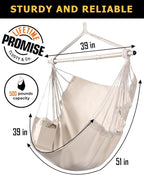 ADVOKAIR Hammock Chair Swing, Heavy-Duty Hanging Rope Swing Seat Supports 500 Lbs, Ideal for Outdoor Patio, Backyard, Porch, Deck & Indoor Bedroom Use