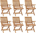 Folding Patio Chairs 6 pcs,Bistro Table and Chairs Outdoor,Pool Lounge Chairs,Tanning Chairs for Outside,Portable Camping Chair,for Porch, Patio, Lawn, Garden, Backyard, Deck, Solid Teak Wood
