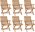 Folding Patio Chairs 6 pcs,Bistro Table and Chairs Outdoor,Pool Lounge Chairs,Tanning Chairs for Outside,Portable Camping Chair,for Porch, Patio, Lawn, Garden, Backyard, Deck, Solid Teak Wood