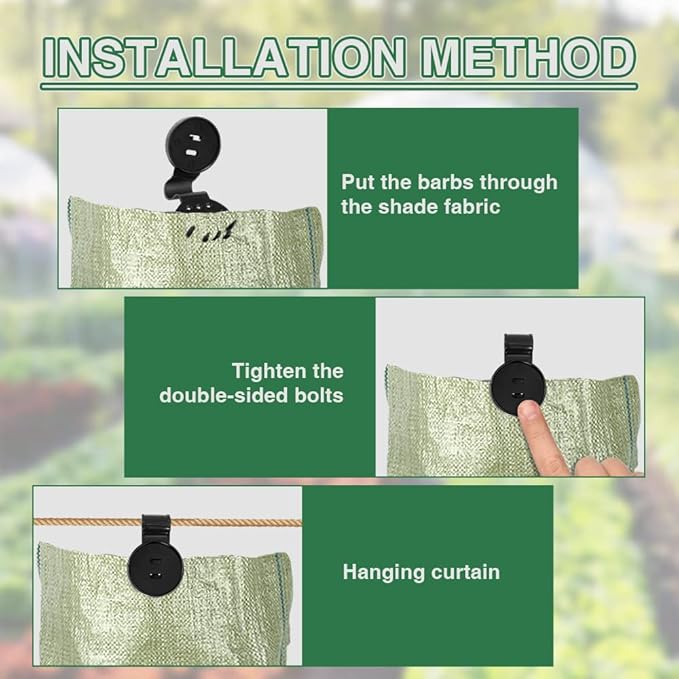 Shade Cloth Heavy Duty Lock Grip, 100 Pcs Shade Cloth Plastic Clips Windproof Awning Clamp Grip, Greenhouse Shade Cloth Fix Clamp Tent Clips Accessory for Garden Netting Sun Shade Net (Black-100 Pcs)