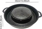 Round Grill Pan 2 in 1 Hotpot and Grill Barbecue Griddle Outdoor Barbecue Meat Tray Hot Pot BBQ Stoves for Travel Home Camping, S