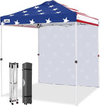 EAGLE PEAK Commercial Canopy 6.6x6.6 Pop Up Canopy Tent with 1 Sidewall, Easy Setup Heavy Duty Instant Event Shelter for Vendors & Markets, Outdoor Sun Shade, American Flag