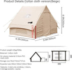 Large Luxury Inflatable Camping Tent Cotton Canvas Tent, Breathable and Waterproof Air Tent with Skylight and Stove Jack Hole for for 4-6-8-10 Person Family Camping