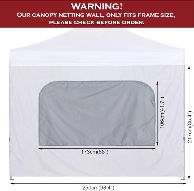 COOSHADE Instant SunWall 8x8 SideWall for Pop up Canopy Tent, 1 Pack Sidewall with Mesh Window Only, White