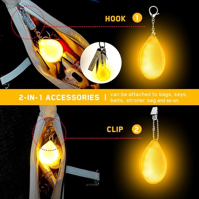 Tubasion 2-in-1 Purse Light with Clip & Hook, USB-C Rechargeable Handbag Light, Ultra Bright Bag Lights for Purses, Upgraded Automatic Sensor Purse Must Haves Accessories Gift for Women Girls
